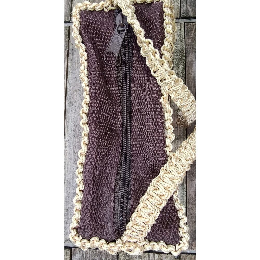 Small Square Coconut Shell Woven Handbag Purse - image 3